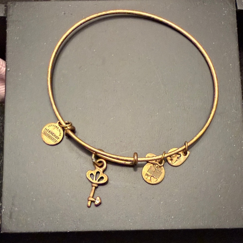 Alex and Ani Gold Charm Bracelet with Key Charm